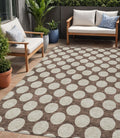 5 X 8 Brown And Beige Polka Dot Washable Indoor Outdoor Area Rug
