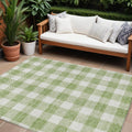 8 X 10 Artichoke Green And Gray Plaid Washable Indoor Outdoor Area Rug