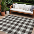 8 X 10 Black And Gray Plaid Washable Indoor Outdoor Area Rug