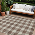 9 X 12 Brown And Beige Plaid Washable Indoor Outdoor Area Rug