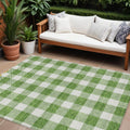 8 X 10 Green And Gray Plaid Washable Indoor Outdoor Area Rug