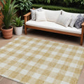 10 X 14 Gold And Beige Plaid Washable Indoor Outdoor Area Rug