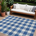 10 X 14 Navy Blue And Gray Plaid Washable Indoor Outdoor Area Rug