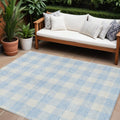10 X 14 Sky Blue And Gray Plaid Washable Indoor Outdoor Area Rug