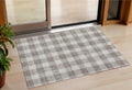 3 X 5 Taupe And Gray Plaid Washable Indoor Outdoor Area Rug