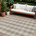 9 X 12 Beige And Brown Plaid Washable Indoor Outdoor Area Rug