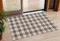 3 X 5 Brown And Beige Plaid Washable Indoor Outdoor Area Rug
