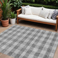 8 X 10 Gray And Charcoal Plaid Washable Indoor Outdoor Area Rug