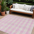 9 X 12 Pink And Gray Plaid Washable Indoor Outdoor Area Rug