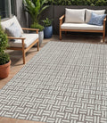 5 X 8 Taupe And Gray Geometric Washable Indoor Outdoor Area Rug