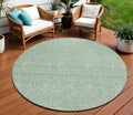8 Sage And Gray Round Geometric Washable Indoor Outdoor Area Rug