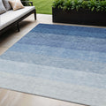 5 X 8 Blue And Gray Ombre Washable Indoor Outdoor Area Rug