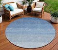 8 Blue And Gray Round Ombre Washable Indoor Outdoor Area Rug