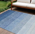 10 X 14 Blue And Gray Ombre Washable Indoor Outdoor Area Rug