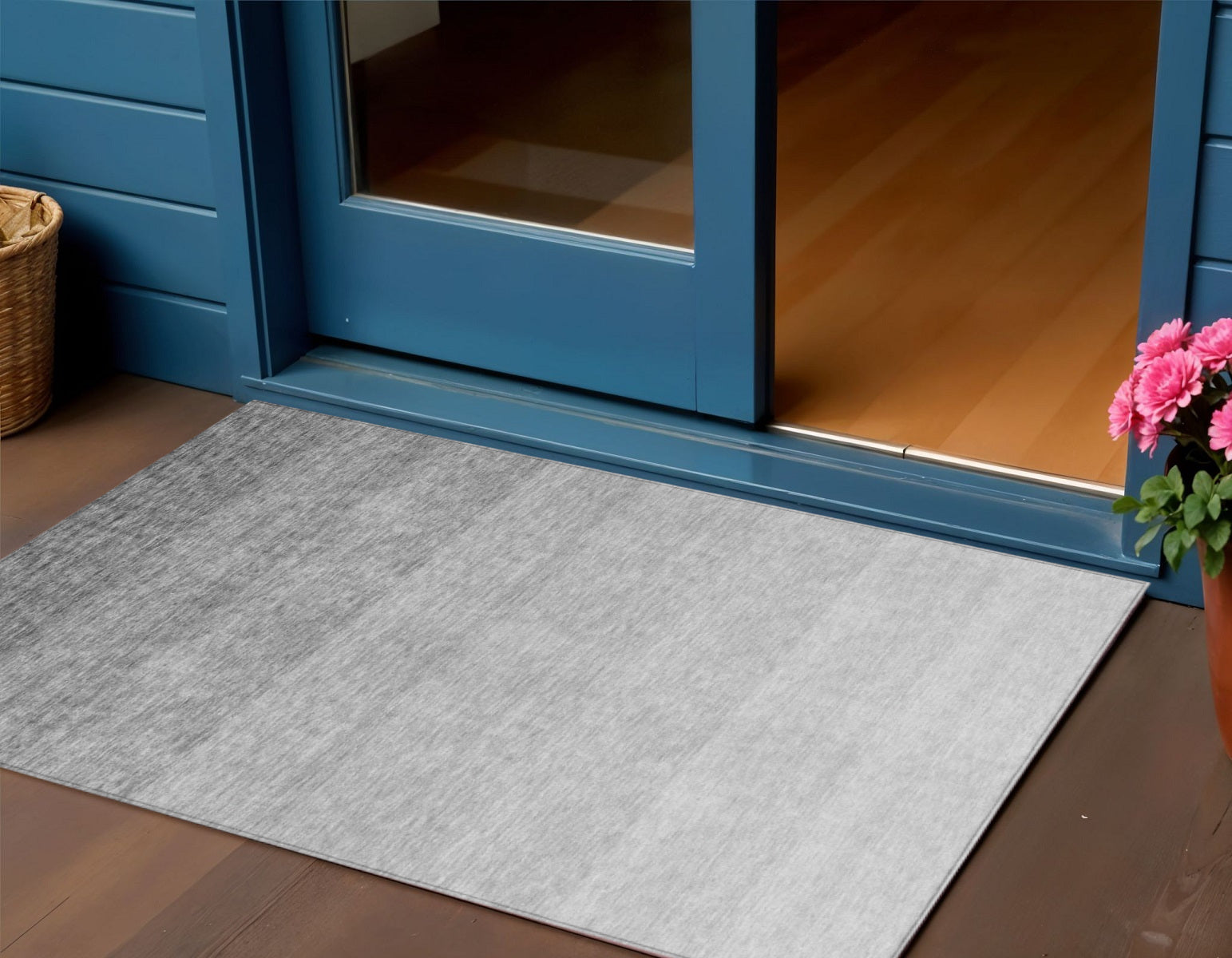 3 X 5 Gray And Light Gray Ombre Washable Indoor Outdoor Area Rug