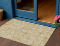 3 X 5 Gold Gray And Beige Floral Washable Indoor Outdoor Area Rug