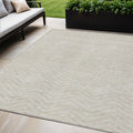 5 X 8 Beige And Gray Chevron Washable Indoor Outdoor Area Rug