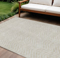 8 X 10 Beige And Gray Chevron Washable Indoor Outdoor Area Rug