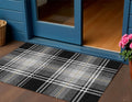 3 X 5 Black Gold And Gray Plaid Washable Indoor Outdoor Area Rug