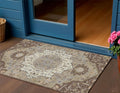 3 X 5 Chocolate Beige And Gray Oriental Washable Indoor Outdoor Area Rug