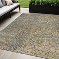 5 X 8 Gold And Gray Abstract Washable Indoor Outdoor Area Rug