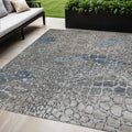 5 X 8 Silver Blue And Brown Abstract Washable Indoor Outdoor Area Rug