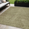 5 X 8 Green Beige And Brown Abstract Washable Indoor Outdoor Area Rug