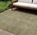 8 X 10 Green Beige And Brown Abstract Washable Indoor Outdoor Area Rug