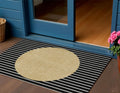 3 X 5 Black And Beige Striped Washable Indoor Outdoor Area Rug