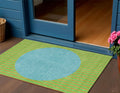 3 X 5 Lime Green And Blue Striped Washable Indoor Outdoor Area Rug