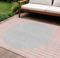 10 X 14 Pink And Silver Striped Washable Indoor Outdoor Area Rug