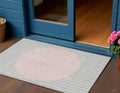 3 X 5 Silver And Pink Striped Washable Indoor Outdoor Area Rug
