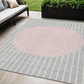 5 X 8 Silver And Pink Striped Washable Indoor Outdoor Area Rug