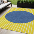 5 X 8 Yellow And Blue Striped Washable Indoor Outdoor Area Rug