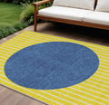 9 X 12 Yellow And Blue Striped Washable Indoor Outdoor Area Rug