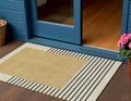 3 X 5 Gold Black And Beige Striped Washable Indoor Outdoor Area Rug