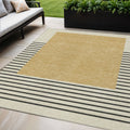 5 X 8 Gold Black And Beige Striped Washable Indoor Outdoor Area Rug