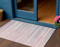 3 X 5 Pink Blue And Purple Striped Washable Indoor Outdoor Area Rug