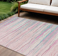 8 X 10 Pink Blue And Purple Striped Washable Indoor Outdoor Area Rug
