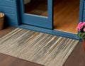 3 X 5 Taupe Copper And Green Striped Washable Indoor Outdoor Area Rug