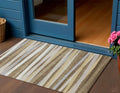 3 X 5 Brown Beige And Gray Striped Washable Indoor Outdoor Area Rug