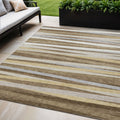 5 X 8 Brown Beige And Gray Striped Washable Indoor Outdoor Area Rug