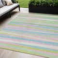 5 X 8 Mint Green Pink And Blue Striped Washable Indoor Outdoor Area Rug
