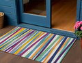 3 X 5 Blue Striped Washable Indoor Outdoor Area Rug