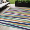 5 X 8 Blue Striped Washable Indoor Outdoor Area Rug