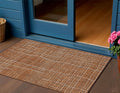 3 X 5 Brown Copper And Gray Striped Washable Indoor Outdoor Area Rug