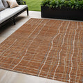 5 X 8 Brown Copper And Gray Striped Washable Indoor Outdoor Area Rug