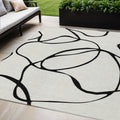 5 X 8 White And Black Abstract Washable Indoor Outdoor Area Rug