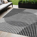 5 X 8 Gray And Black Geometric Washable Indoor Outdoor Area Rug