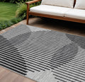 8 X 10 Gray And Black Geometric Washable Indoor Outdoor Area Rug